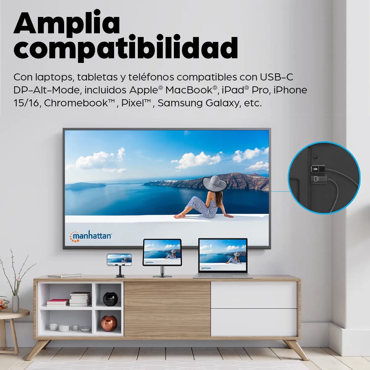 Manhattan Kit de presentación de pantalla HDMI inalámbrica 1080p. Set  12